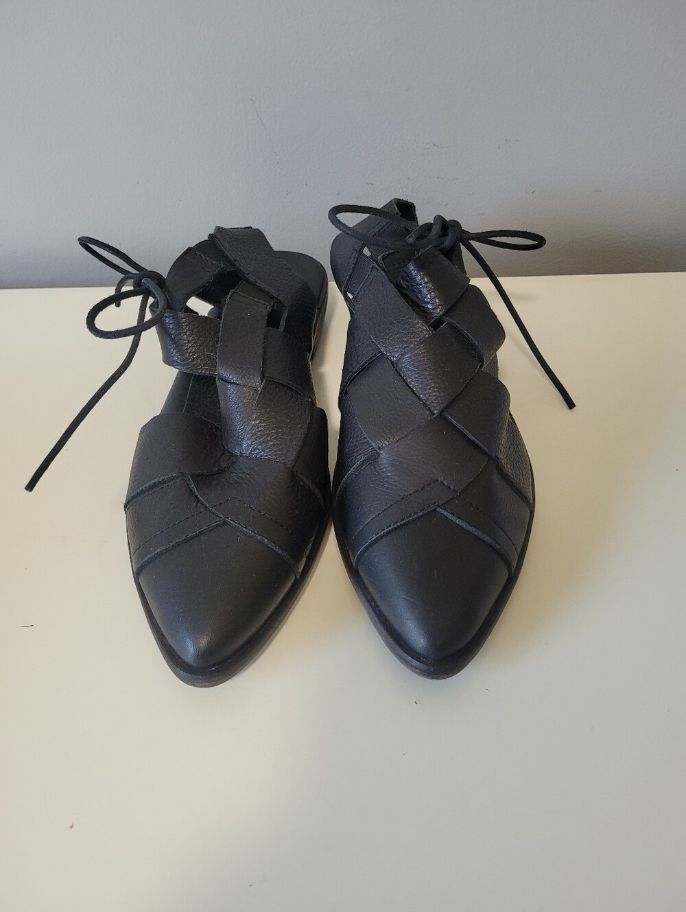 Free People Destino Woven Leather Lace Up Flats, VGUC, Size 39 - Picture 2 of 11